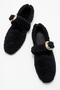 Big Gold Buckle Indoor Ballet Flats Black - 5