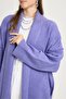 Lila Pis Stitch Detail Long Oversize Soft Knit Cardigan 26257 - 3