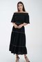 Ruffled Solid Midi Skirt