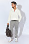 Zippered Polo Neck Sweater - Ecru |   Mew515286-01 - 2