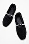 Women's Pearl Belted Home Slippers Black - 5