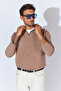 Collar Detailed Half Zipper Sweater - Mink |   Mew515231-01 - 2