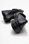 Women's Square Buckle Loafer Shoes Black Skin - 4