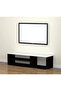 TV Unit – Modern Design with 1 Side Cabinet & 2 Storage Racks, 130 cm Black & White - 3