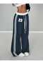 23 Number Oversize Navy Blue Baggy Sweatpants with Waist Drawstring Detail