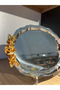 6-Piece Gold-Detail Oval Silver Tea and Coffee Presentation Tray with Handles - 4