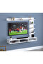 Wood Wall-Mounted TV Unit – White finish with Side & Top Shelves for TVs 160 cm - 4