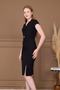 Atlas Belt Detail Pencil Long Dress - Black - 3