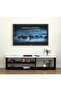 TV Unit – Modern Design with 1 Side Cabinet & 2 Storage Racks, 130 cm Black & White - 2
