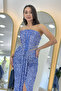 Strapless Sequin Waist Low-Cut Evening Dress Silver, Cobalt Blue, Gold, Powder, Navy Blue, Black, Baby Blue - 2