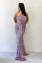 Strapless Sequin Waist Low-Cut Evening Dress Silver, Cobalt Blue, Gold, Powder, Navy Blue, Black, Baby Blue - 6
