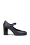 Women's Genuine Leather Navy Blue Mary Jane Shoes