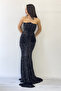 Strapless Sequin Waist Low-Cut Evening Dress Silver, Cobalt Blue, Gold, Powder, Navy Blue, Black, Baby Blue - 6
