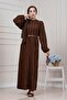 Ruffle Detailed Dream Dress-Brown - 2