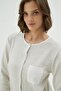 Women's Buttoned Long Sleeve Pocket Detailed Cream Pajama Set C3T2N961 - 3