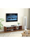 TV unit modern design with 1 side cabinets and 2 storage racks - 130cm - Brown with white - 3