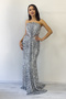 Strapless Sequin Waist Low-Cut Evening Dress Silver, Cobalt Blue, Gold, Powder, Navy Blue, Black, Baby Blue - 6