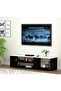 TV Unit – Modern Design with 1 Side Cabinet & 2 Storage Racks, 130 cm Black & White - 4