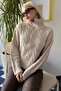 Beige Knitted Patterned Zippered Collar Women's Knitwear Sweater Mg2546 - 7