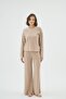 Women's Long Sleeve Wide Leg Beige Pajama Set C7T7N961 - 2