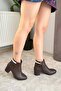 Women's Trend Bitter Brown Back-Studded (6 cm) Heeled Oval Toe Boots - 3