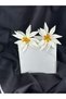 White Floral Brand Model Design Earrings - 2