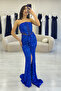 Strapless Sequin Waist Low-Cut Evening Dress Silver, Cobalt Blue, Gold, Powder, Navy Blue, Black, Baby Blue - 3