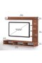 Wood Wall Mount TV Unit With side and top shelves for TVs up to 55 Inches 160cm Brown - 4
