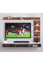Wood Wall-Mounted TV Unit – White & Brown with Side & Top Shelves for TVs 160 cm - 3