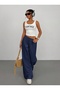 Women's Navy Blue Baggy Sweatpants Oversized Plus Size Sportswear Quality Loose Fit Stretchy Comfortable Fabric - 2