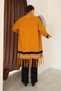 U-Neck Long Sleeve Striped Stripe Interlace Pattern Skirt Tassel Shawl Look Seasonal Knitwear Cardigan - 2