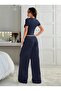 Navy Blue Women's Baggy Sweatpants Plus Size Sportswear Loose Fit Comfortable Fabric - 2