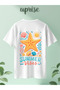 Summer Printed Cotton Oversize White Tshirt