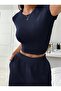 Navy Blue Women's Baggy Sweatpants Plus Size Sportswear Loose Fit Comfortable Fabric - 4