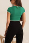 Women's Emerald White Piping Short Sleeve Lycra Sendycrop Blouse Hzl24S-Snd190901 - 2