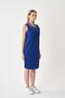 Women's Zippered Cobalt Blue Pique Dress - 3