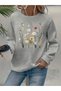 Flower Printed Oversize Unisex Women/Men's Crew Neck Sweatshirt