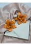 Brand Model Earrings with Orange Flower Figure - 3