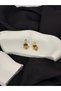 Gold Detailed Purple Colored Zircon Stone Brand Model Earrings - 3