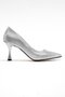 Women's Stiletto Shoes Silver Snake Glitter - 2