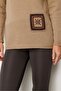 Women's Degaje Collar Pocket and Collar Crocheted Wool Sweater Beige - 4