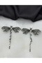 Silver Dragonfly Figured Brand Model Design Dangle Earrings