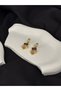 Gold Detailed Purple Colored Zircon Stone Brand Model Earrings - 2