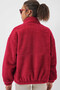 Women's Red Printed Zippered Faux Wool Lined Plush Jacket Hzl25W-Bd151941 - 6