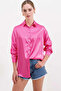 Women's Fuchsia Oversize Flowy Satin Surface Shirt Hzl23S-Bd139851