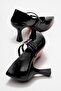 Women's Mesh Front and Back Open Heel Sandals Black Patent Leather - 4