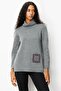 Women's Degaje Collar Pocket and Collar Crocheted Wool Sweater Smoked - 3