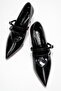 Women's Mesh Front and Back Open Heel Sandals Black Patent Leather - 5
