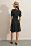 Women's Black V-Neck Belted Knitted Dress Hzl25S-Bd123701 - 5
