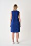 Women's Zippered Cobalt Blue Pique Dress - 5